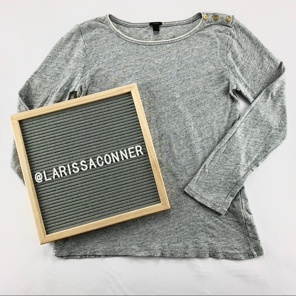 J. Crew Painter Long Sleeve Tee Shirt Button Sz M